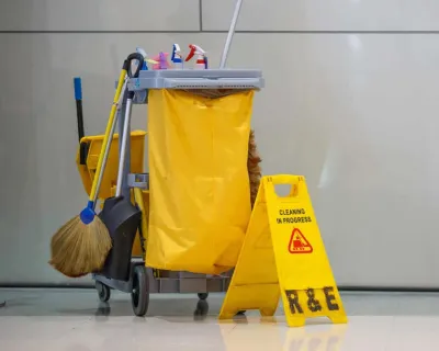 A cleaning area setup for day porters.