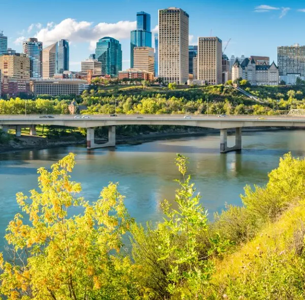 The city of Edmonton, Alberta on a beautiful sunny day.