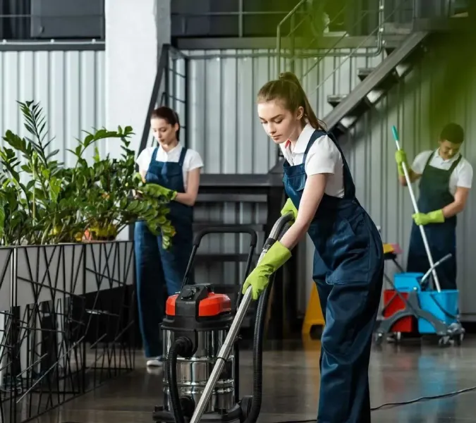 Cleaners providing janitorial services to a business in Edmonton.