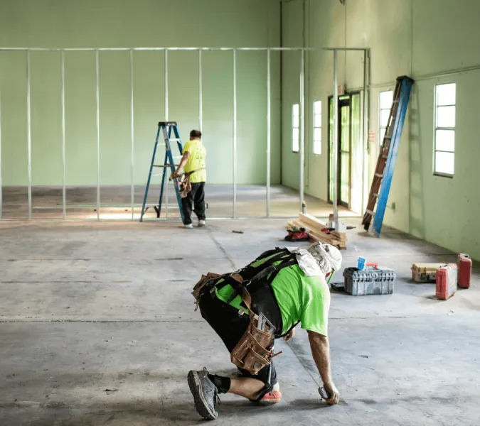 A commercial businesses post construction being cleaned in Edmonton.