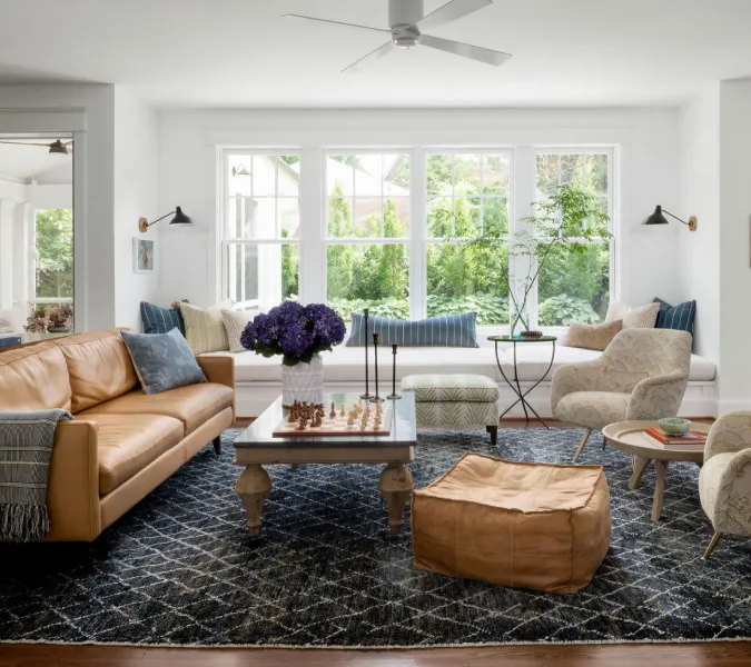 A clean and vibrant living room in a Kelowna home.