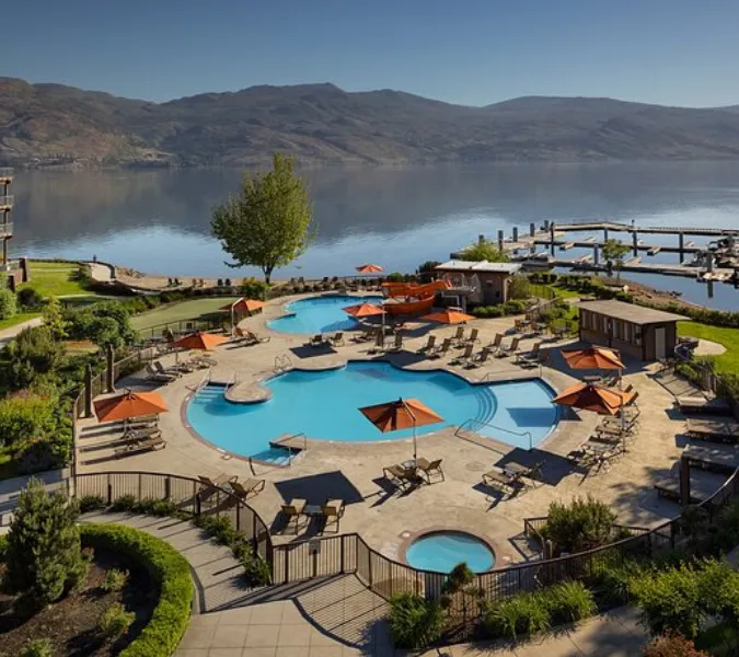 A resort pool area in Kelowna.